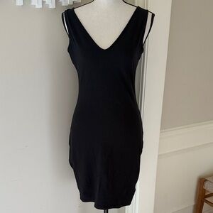Wild Fable Black Stretch V-Neck Sleeveless Bodycon T-Shirt Dress Size L